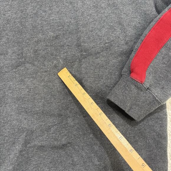 Vintage Eddie Bauer High Neck Sweatshirt Mens M Grey Red Stripe Pullover Y2K - Picture 3 of 7